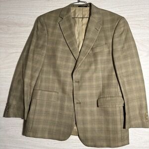 Hart Schaffner Marx Gold Trumpeter wool 2 ButtonBlazer glen plaid Pattern Sz 42s
